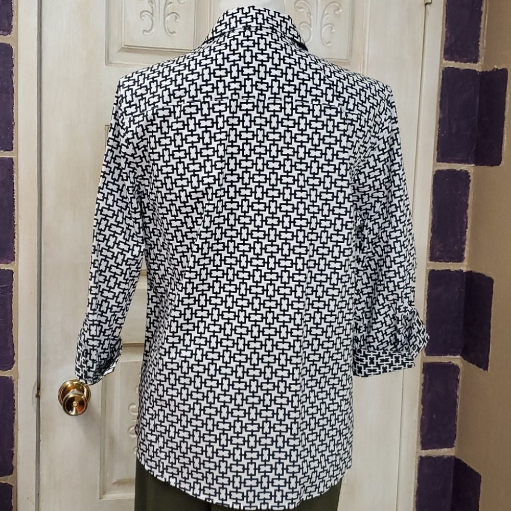 Foxcroft Button Down Printed Blouse - image 3